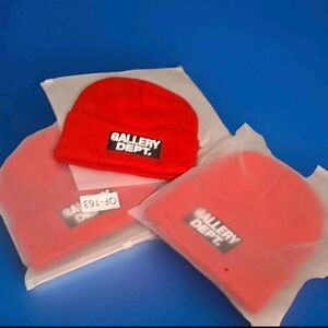 Gallery Dept Red Knit Beanie with Logo Patch